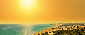 Golden sand beach , Coastal sunset, North Cyprus, Nature's beauty HD wallpaper