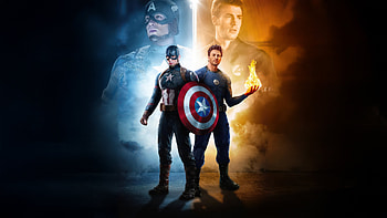 Human Torch X Captain America, human-torch, captain-america, superheroes, artwork, digital-art HD wallpaper