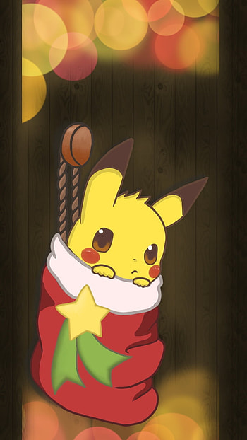 Pikachu, navidad, , dibujo, fan art, fondo de pantalla, , cute, anime, arte HD phone wallpaper