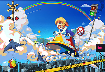 Touhou, animal, sky, blonde hair, dress HD wallpaper