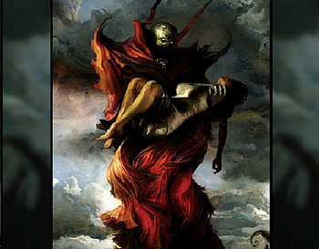 Rescued or Damned?, spawn, fantasy, red, carried, girl HD wallpaper