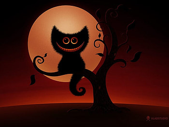 Halloween Kitten, abstract, 3d HD wallpaper