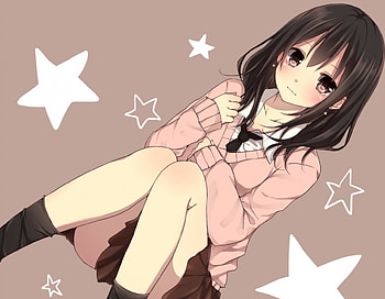cute girl, uniform, cute, girl, stars, anime, pretty, face, school, pretty face HD wallpaper