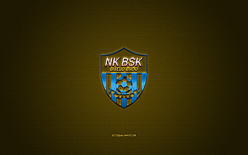 NK BSK Bijelo Brdo, Croatian football club, blue logo, yellow carbon fiber background, Druga HNL, football, Bijelo Brdo, Croatia, NK BSK Bijelo Brdo logo HD wallpaper