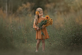 Little Girl, Field, Flowers, Summer, Girl HD wallpaper