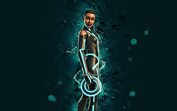 Commandline, , blue neon lights, Fortnite Battle Royale, Fortnite characters, Commandline Skin, Fortnite, Commandline Fortnite HD wallpaper