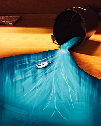 Art, Cup, Surface, Ship, Mug, Nautilus HD phone wallpaper