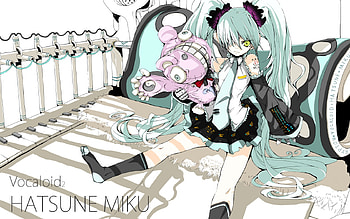 Hatsune Miku, toy, scary, awesome, vocaloid, beauty, nice, miku, halloween, crib, piano, vocaloids, hatsune, thighhighs, skirt, twintail, beautiful, ying and yang, anime, pretty, cool HD wallpaper