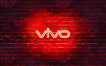 Vivo red logo, , red brickwall, Vivo logo, brands, Vivo neon logo, Vivo HD wallpaper