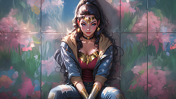 Wonder Woman Might And Grace, wonder-woman, superheroes, artwork, digital-art, ai, deviantart HD wallpaper