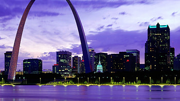 St. Louis skyline, Architectural marvels, Urban buzz, Nighttime charm HD wallpaper