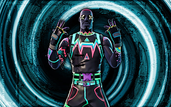 Liteshow, blue grunge background, Fortnite, vortex, Fortnite characters, Liteshow Skin, Fortnite Battle Royale, Liteshow Fortnite HD wallpaper