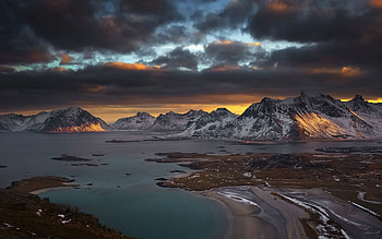Nature, Sunset, Mountains, Land HD wallpaper