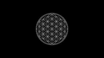 General black background minimalism circle symbols sacred geometry Flower of Life HD wallpaper