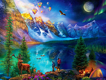Lake Moraine Journey, artwork, painting, canada, alberta HD wallpaper