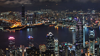 Cities, Rivers, Night, Asia, View From Above, City Lights, Skyscrapers HD wallpaper