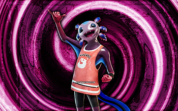 Axo, purple grunge background, Fortnite, vortex, Fortnite characters, Axo Skin, Fortnite Battle Royale, Axo Fortnite HD wallpaper