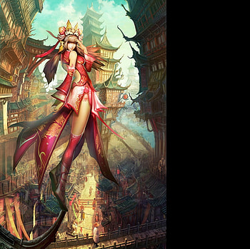 Where Should I Go?, sexy, city, flying, beautiful, shops, woman, lady, anime, fantasy, female HD wallpaper