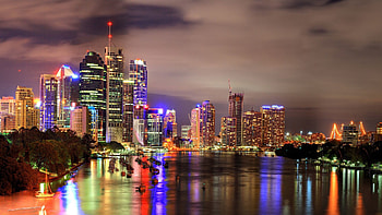 Cities, Night, Boats, Shine, Light, Skyscrapers HD wallpaper