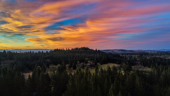 Nature, Trees, Sunset, Mountains HD wallpaper