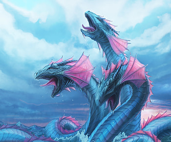 Water dragon, blue, sea, summer, balaur, pink, fantasy, dragon, luminos, water HD wallpaper