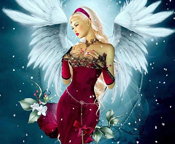 Angel Keeper of Your Soul, winter, wings, Beauty, digital art, beautiful, Angel, Christmas, snow, red HD wallpaper
