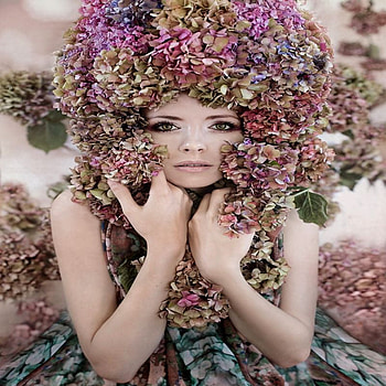FLOWER HAT COVER, prety face, flower, hat, woman, cover HD wallpaper