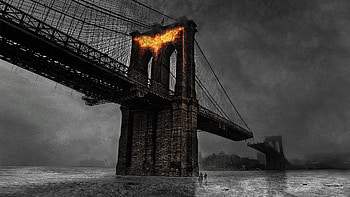 Batman signal on Brooklyn Bridge HD wallpaper
