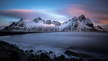 Iceland mountains, coast, nature, evening HD wallpaper