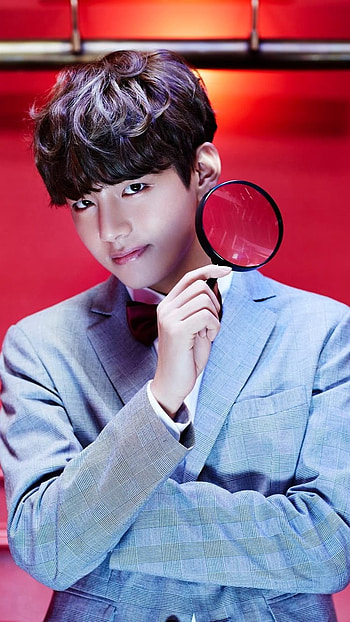 Bts V, Red Background HD phone wallpaper