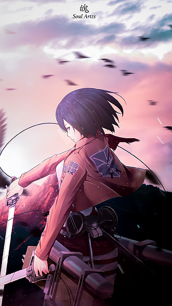 Mikasa, cloud, sky, snk, aot, eren, anime, animegirl, anime, leviackerman, attackontitan HD phone wallpaper