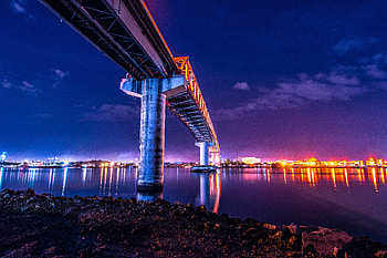Bridge Under Water City Lights Colorful , bridge, colorful, graphy, city, lights HD wallpaper