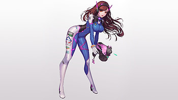 Overwatch - D.Va, blizzard, simple background, overwatch, video games, illustration, d va HD wallpaper