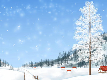 Snow Village, blue, snow, christmas, trees, sky, nature, forest HD wallpaper