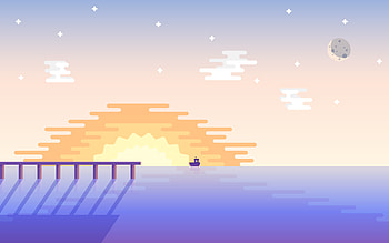 Sunset Boat Minimal , boat, sunset, minimalist, minimalism, artist, artwork, digital-art, dribbble HD wallpaper
