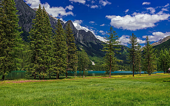 Lake Anterselva, mountain lake, summer, Alps, mountain landscape, Lago di Anterselva, mountains, South Tyrol, Italy HD wallpaper