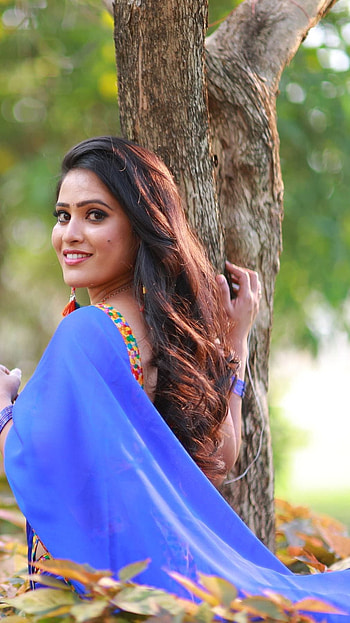 Anusha Parda, telugu actress, model, sarees HD phone wallpaper