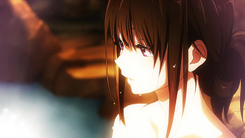 Anime girl with blackish brown hair and dark purple eyes HD wallpaper