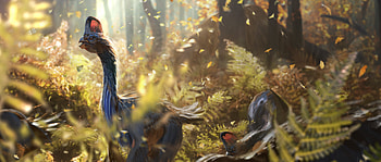 Autumn Forest Raptor — Feathered Dinosaur, Animal, dinosaur HD wallpaper