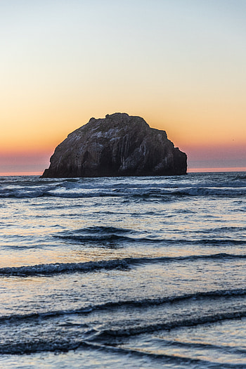 Landscape, Nature, Sea, Twilight, Waves, Rock, Dusk, Island HD phone wallpaper