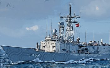 TCG Goksu, F-497, , vector art, TCG Goksu drawing, Turkish Naval Forces, creative art, TCG Goksu art, F497, vector drawing, abstract ships, TCG Goksu F-497, Turkish Navy HD wallpaper