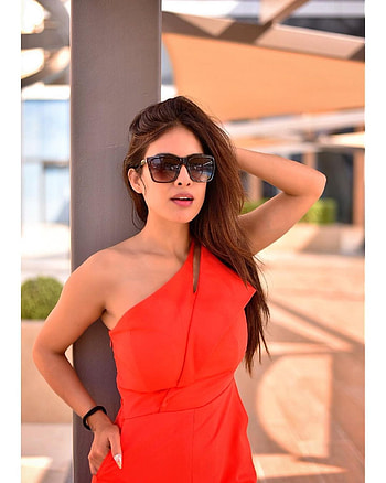 Neha Malik, glasses, orange HD phone wallpaper
