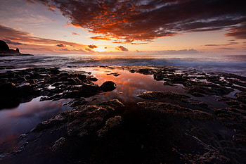 Nature, Sunset, Stones, Sea, Rocks, Stunned, Obalka HD wallpaper