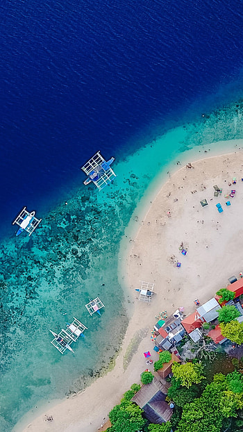 Sandy beach, Sumilon Island, Cebu Philippines, Windows 10 spotlight HD phone wallpaper