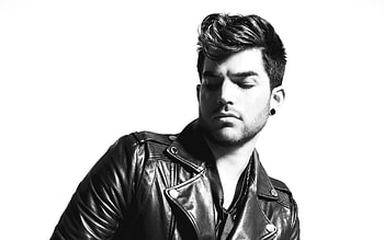 Adam Lambert, , Monochrome portrait, Leather jacket HD wallpaper
