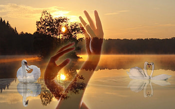 *** Beautyful fantasy ***, fantasy, sweins, swain, water, hand, landskape HD wallpaper