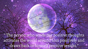 Positive thoughts, Moon, Nature, Night, Thoughts, Words, Purple, Stars, Quotes, Sky HD wallpaper