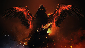 Hephaestus, wings, greek, god, digital, angel, fire, warrior HD wallpaper