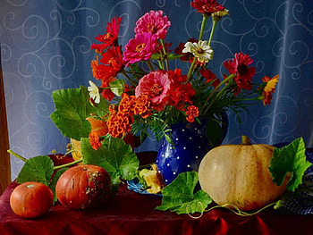 still life, beautiful, flowers, food HD wallpaper