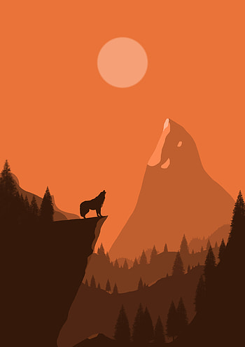 Lone Wolf, scenary, illustration, animals HD phone wallpaper